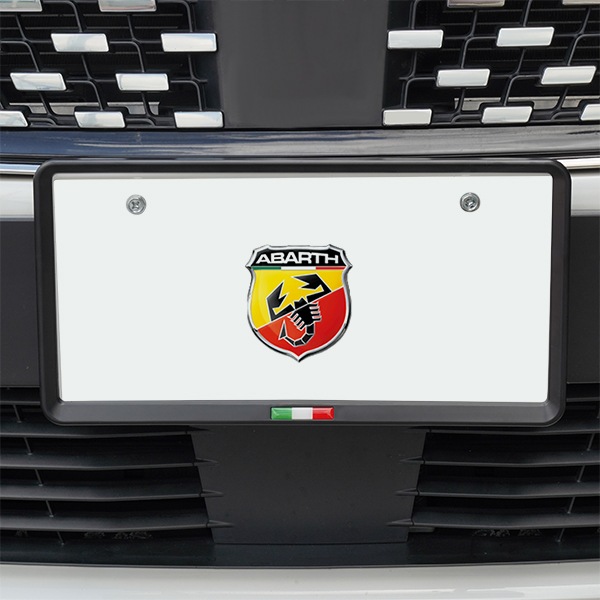 イタリア国旗 ナンバープレートフレーム ナンバーフレーム 前後セット マットブラック アバルト 595 595C 500 695 695C プント スパイダー トリコローレ 新基準対応