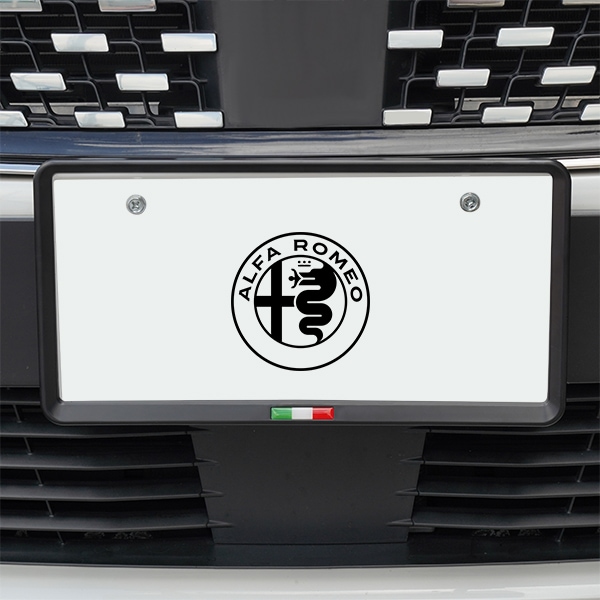イタリア国旗 ナンバープレートフレーム ナンバーフレーム 前後セット マットブラック アルファロメオ ジュリア 952 GIULIA ジュリエッタ 940 GILLULIETTA ミト 955 MiTo ステルヴィオ 949 STELVIO トリコローレ 新基準対応