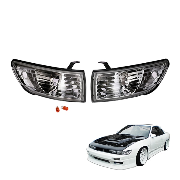 日産 シルビア S13 E-S13  E-KS13 E-PS13 E-KPS13 KS QS JS オールマイティ クリスタル コーナーランプ  レンズ ライト オレンジ球2個付|NISSAN|JPN
