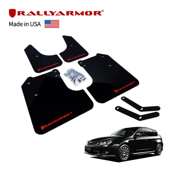 【RallyArmor 正規品】泥除け マッドガード フロント リア 1台分 4枚セット ポリウレタン製 ブラック RallyArmorロゴ入 平成19年7月〜平成23年11月 スバル インプレッサ 