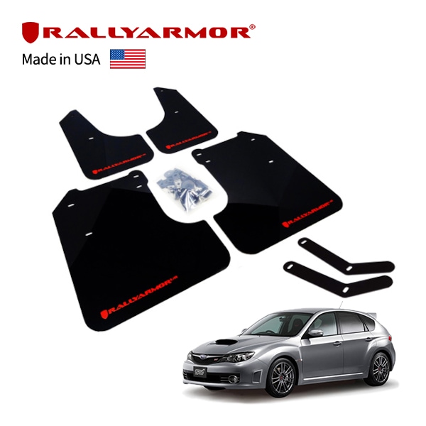 【RallyArmor 正規品】泥除け マッドガード フロント リア 1台分 4枚セット ポリウレタン製 ブラック RallyArmorロゴ入 スバル インプレッサ WRX GVF GRF型