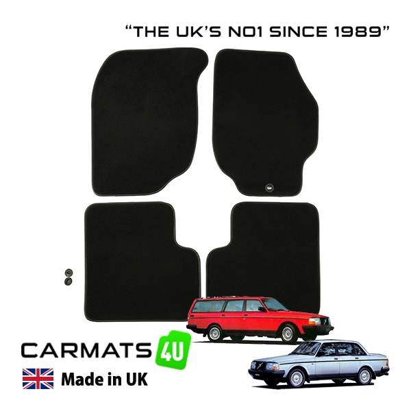 【CARMATS4U 正規品】プレミアム カーペットフロアマット 89-93y(平成元年10月～平成5年10月) ボルボ 240 AB フロント リア セット 右ハンドル用 カーマット