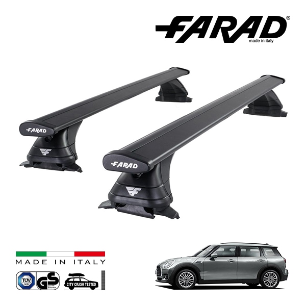 【ファラド 正規品】FARAD ルーフバー 2本セット ベースキャリアキット 国際認証 TUV ミニ クラブマン MINI F54 16-24y (平成28年3月〜令和6年7月) ブラック|MINI|