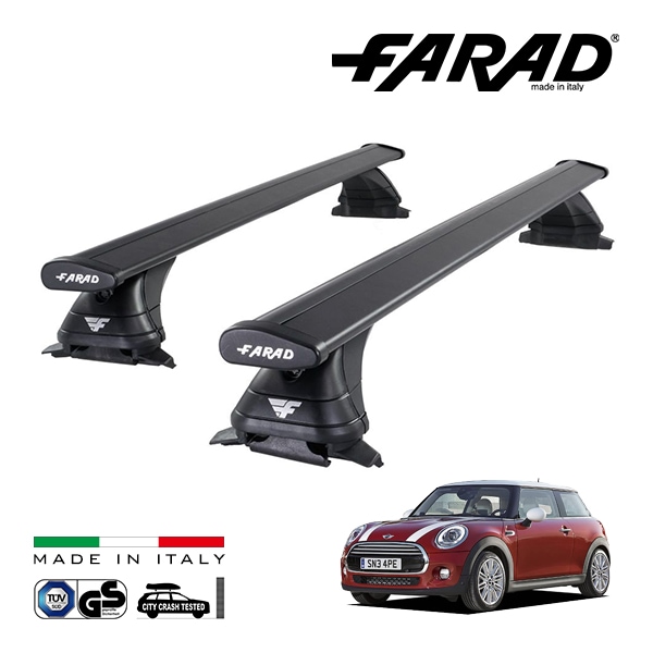 【ファラド 正規品】FARAD ルーフバー 2本セット ベースキャリアキット 国際認証 TUV ミニ クーパー MINI F56 14-24y (平成26年4月〜令和6年7月) ブラック|MINI|I