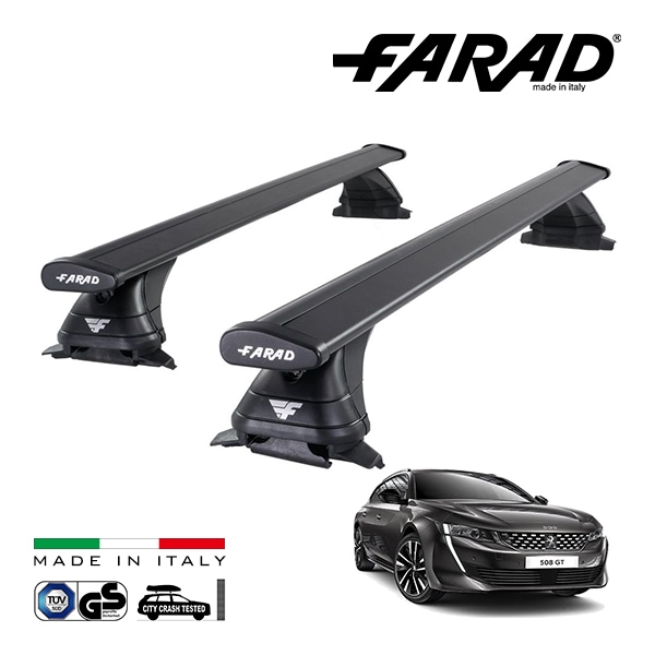 【ファラド 正規品】FARAD ルーフバー 2本セット ベースキャリアキット 国際認証 TUV プジョー 508 SW R8 19-24y (令和元年6月〜令和6年2月) ブラック|PEUGEOT|I
