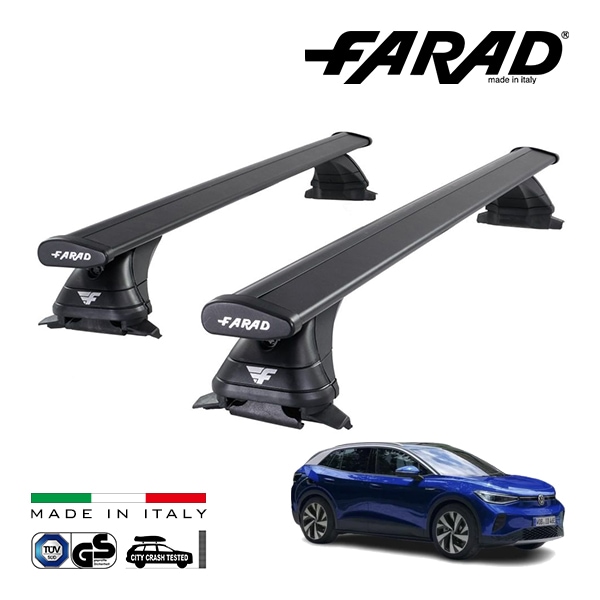 【ファラド 正規品】FARAD ルーフバー 2本セット ベースキャリアキット 国際認証 TUV フォルクスワーゲン ID.4 E2 22y- (令和４年11月〜現行) ブラック|フォルクスワーゲン|I