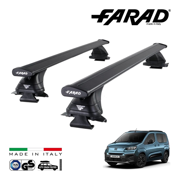 【ファラド 正規品】FARAD ルーフバー 2本セット ベースキャリアキット 国際認証 TUV フィアット ドブロ K9 K9F 23y-ブラック|FIAT|IMPORT BRAND