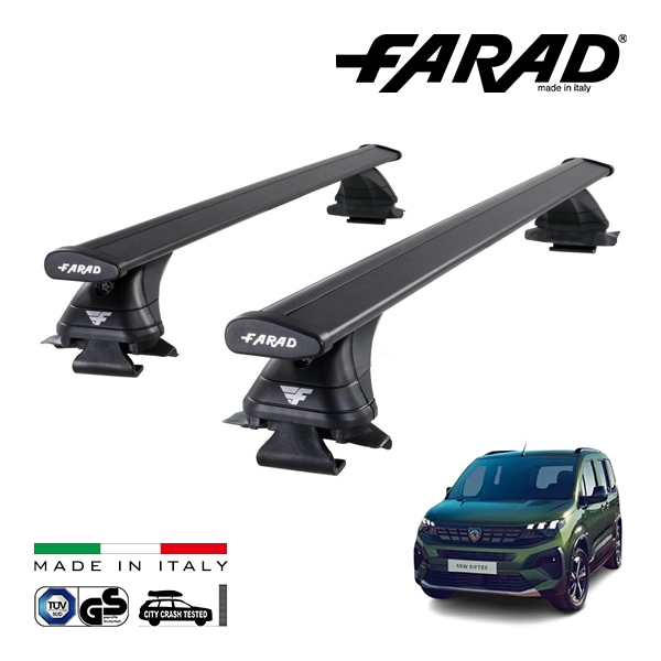 【ファラド 正規品】FARAD ルーフバー 2本セット ベースキャリアキット 国際認証 TUV プジョー リフター K9 19y- (令和元年10月〜現行) ブラック|PEUGEOT|IMPORT B