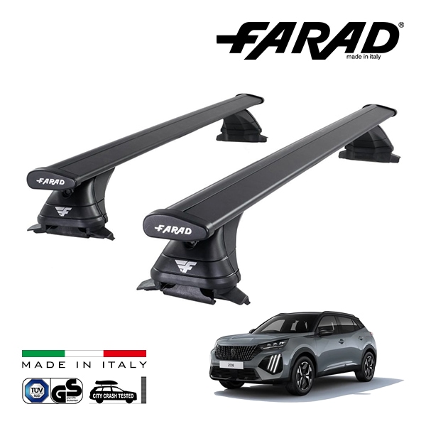 【ファラド 正規品】FARAD ルーフバー 2本セット ベースキャリアキット 国際認証 TUV プジョー 2008 P2 20y- (令和2年9月〜現行) ブラック|PEUGEOT|IMPORT BR
