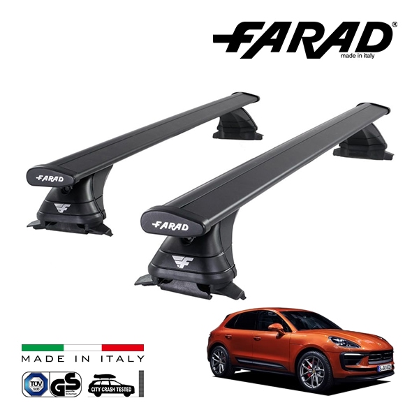【ファラド 正規品】FARAD ルーフバー 2本セット ベースキャリアキット 国際認証 TUV ポルシェ マカン 95B J1H 14y- (平成26年4月〜現行) ブラック　|PORSCHE|IMP