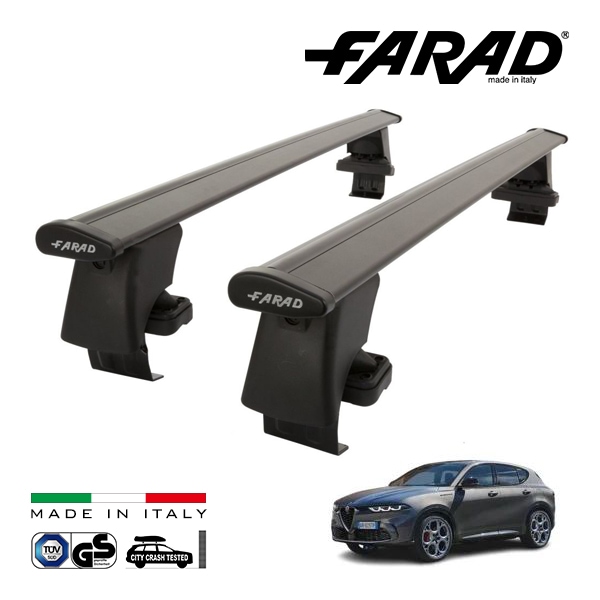 【ファラド 正規品】FARAD ルーフバー 2本セット ベースキャリアキット 国際認証 TUV アルファロメオ トナーレ 115 TONALE 23y- (令和5年2月〜現行) ブラック|ALFA R