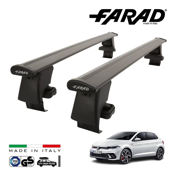 【ファラド 正規品】FARAD ルーフバー 2本セット ベースキャリアキット 国際認証 TUV フォルクスワーゲン ポロ AW 18y- (平成30年3月〜現行) ブラック|VOLKSWAGEN|IM
