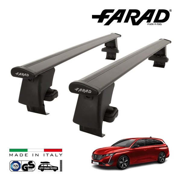 【ファラド 正規品】FARAD ルーフバー 2本セット ベースキャリアキット 国際認証 TUV プジョー 308 SW P52 22y- (令和4年4月〜現行) ブラック|PEUGEOT|IMPORT