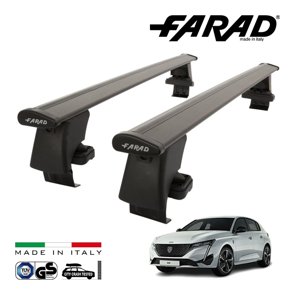 【ファラド 正規品】FARAD ルーフバー 2本セット ベースキャリアキット 国際認証 TUV プジョー 308 P51 22y- (令和4年4月〜現行) ブラック|PEUGEOT|IMPORT BR
