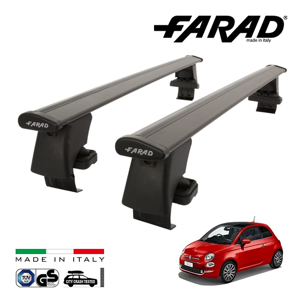 【ファラド 正規品】FARAD ルーフバー 2本セット ベースキャリアキット 国際認証 TUV フィアット 500 312 チンクエチェント 08y-ブラック|FIAT|IMPORT BRAND