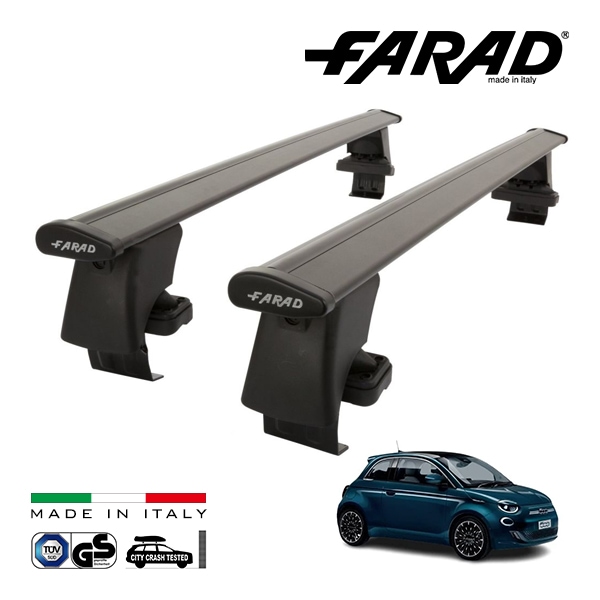 【ファラド 正規品】FARAD ルーフバー 2本セット ベースキャリアキット 国際認証 TUV フィアット 500e FA1 チンクエチェントイー FA 22y-ブラック|FIAT|IMPORT BR