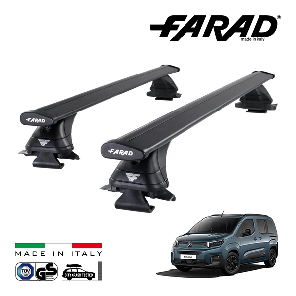 【ファラド 正規品】FARAD ルーフバー 2本セット ベースキャリアキット 国際認証 TUV シトロエン 3代目 ベルランゴ K9 19y- (令和元年10月〜現行) ブラック|CITROEN|IM