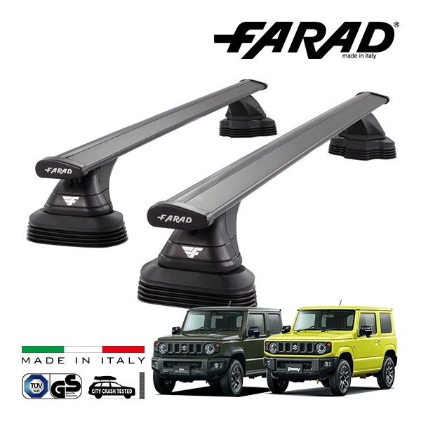 【ファラド 正規品】FARAD ルーフバー 2本セット ベースキャリアキット 国際認証 TUV スズキ ジムニー JB64 ジムニーシエラ JB74 18y- (平成30年7月〜現行) ブラック|SU