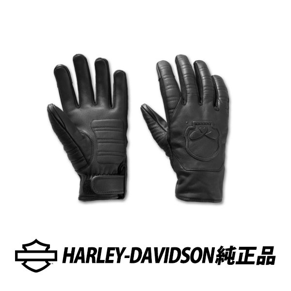 ハーレーダビッドソン 純正 グローブ WILLIE G フルフィンガー レザー Sサイズ スカルグラフィック ブラック 97109-25VM/000S