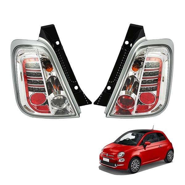 フィアット FIAT 500 500C チンクエチェント 312型 前期 LED テールライト テールランプ クリア クローム 左右セット ECE REG