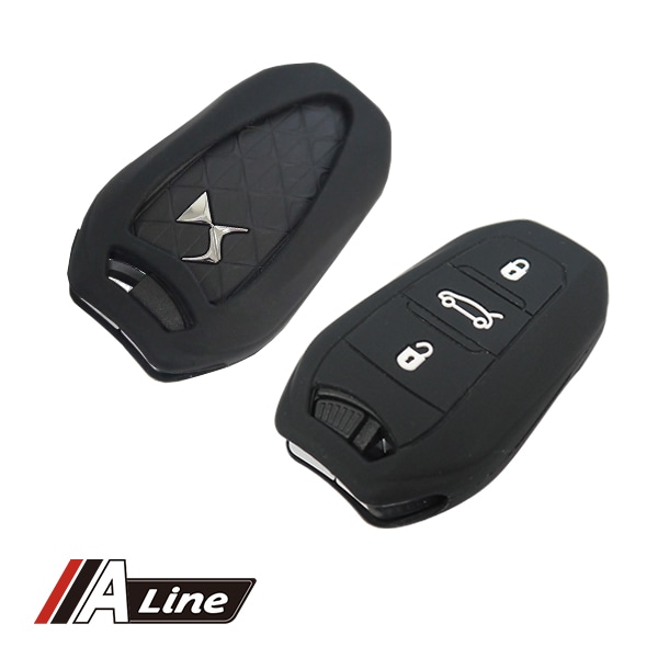 DS DS7 クロスバック CROSSBACK  シリコンキーカバー 2個セット ブラック ロゴの見えるオープンタイプ キーレス リモコンカバー キーケース|スノーソックス (タイヤチェーン)|UNI