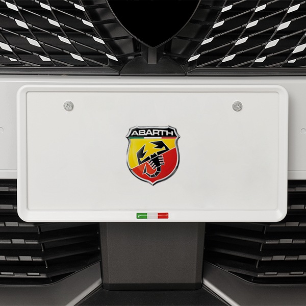 イタリア国旗 ナンバープレートフレーム ナンバーフレーム マットホワイト アバルト 595 595C 500 695 695C プント スパイダー トリコローレ 前後セット 新基準対応　　|ABART