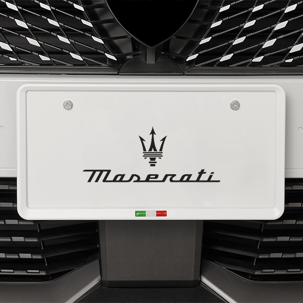 イタリア国旗 ナンバープレートフレーム ナンバーフレーム マットホワイト マセラティ ギブリ クアトロポルテ レヴァンテ トリコローレ 前後セット 新基準対応　　