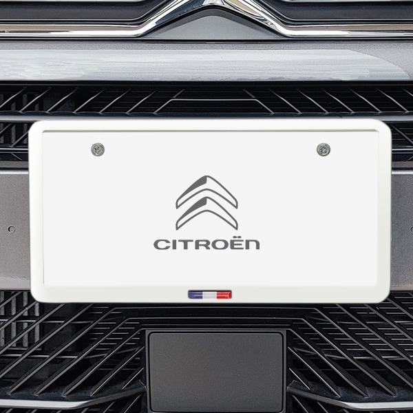 フランス国旗 ナンバープレートフレーム ナンバーフレーム マットホワイト シトロエン シトロエン C3 C4 C5 ベルランゴ トリコロール 前後セット 新基準対応　|CITROEN|IMPORT B