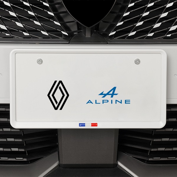 フランス国旗 ナンバープレートフレーム ナンバーフレーム マットホワイト ルノー アルピーヌ カングー ルーテシア トゥインゴ トリコロール 前後セット 新基準対応　|RENAULT|IMPORT B