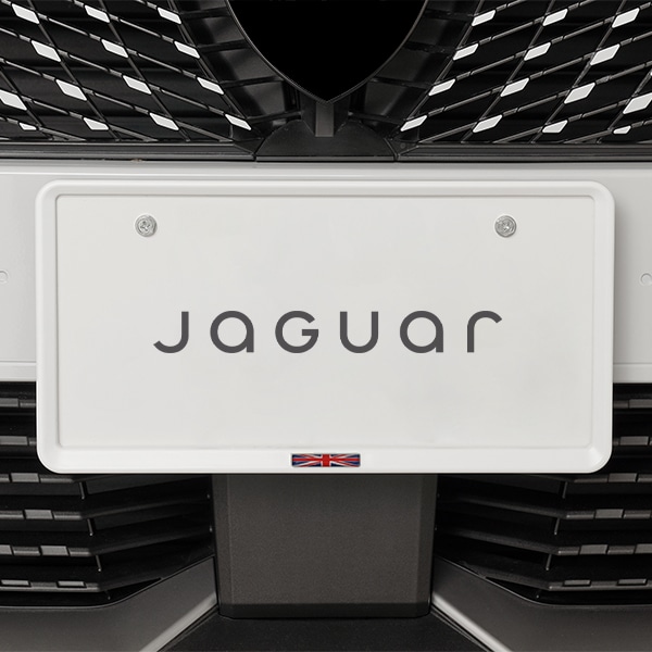 イギリス国旗 ナンバープレートフレーム ナンバーフレーム マットホワイト ジャガー Fペイス Fタイプ XF XE Eペイス 他 ユニオンジャック 前後セット 新基準対応|JAGUAR|IMPORT 