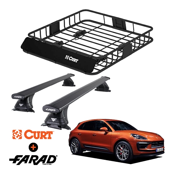 CURT製 ルーフラック + FARAD ルーフバー 2本セット ベースキャリアキット 国際認証 TUV ポルシェ マカン 95B J1H 14y- (平成26年4月~現行) ブラック