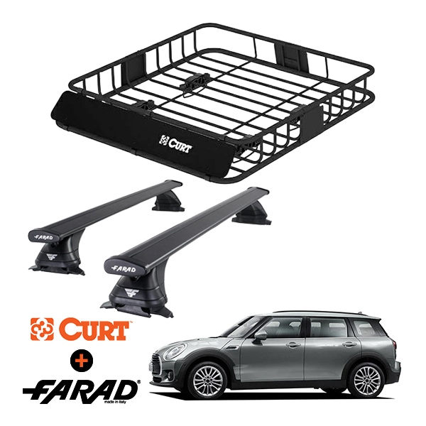 CURT製 ルーフラック ＋ FARAD ルーフバー 2本セット ベースキャリアキット 国際認証 TUV ミニ クラブマン MINI F54 16-24y (平成28年3月〜令和6年7月) ブラック|