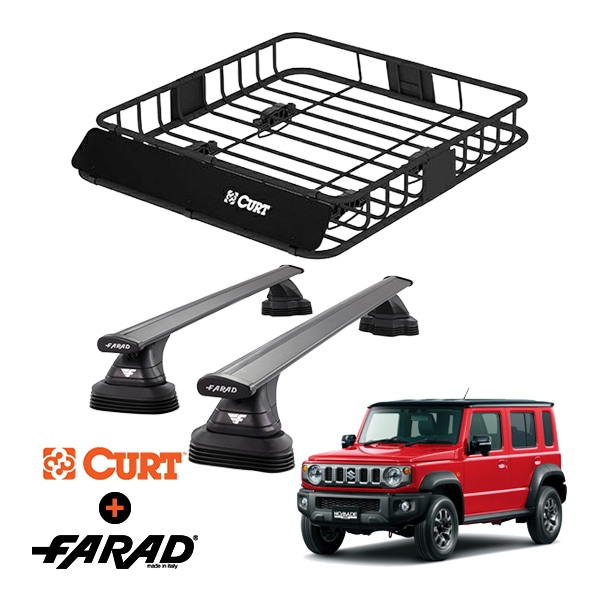 CURT製 ルーフラック ＋ FARAD ルーフバー 2本セット ベースキャリアキット 国際認証 TUV スズキ ジムニーノマド JC74 25y- (令和7年4月～) ブラック