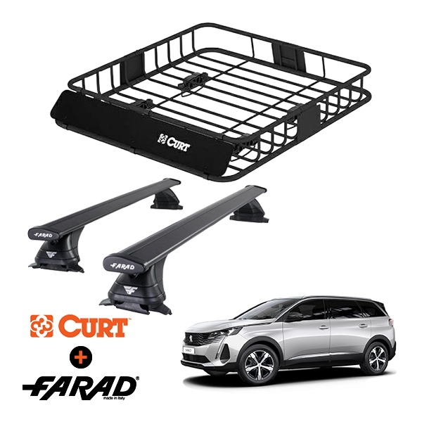 CURT製 ルーフラック ＋ FARAD ルーフバー 2本セット ベースキャリアキット 国際認証 TUV プジョー 5008 P87 17y- (平成29年9月～現行) ブラック