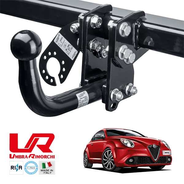 【UMBRA RIMORCHI 正規品】 アルファロメオ ALFA ROMEO ミト MiTo 955 固定式スワンネック ヒッチメンバー 牽引能力 1000kg トウバー ウンブラ リモルキ イタリア製
