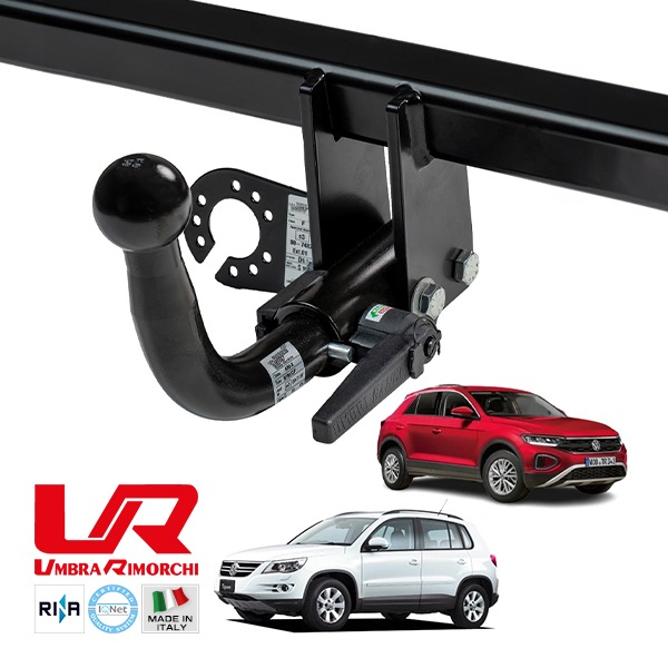 【UMBRA RIMORCHI 正規品】 フォルクスワーゲン VW ティグアン 5N AD1 CT1 T-ロック A1 着脱式スワンネック ヒッチメンバー 牽引能力 2575kg トウバー ウンブラ リモルキ イタリア製