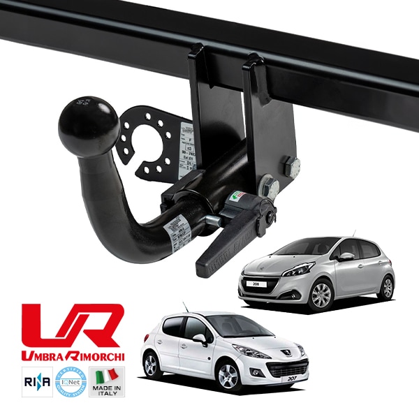 【UMBRA RIMORCHI 正規品】 プジョー PEUGEOT 207 ハッチバック A7 207 208 A9 着脱式スワンネック ヒッチメンバー 牽引能力 1450kg トウバー ウンブラ リモルキ イタリア製