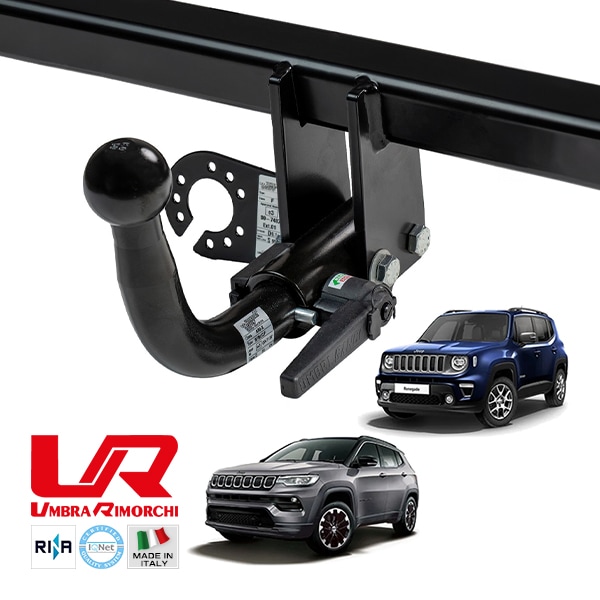 【UMBRA RIMORCHI 正規品】 ジープ JEEP レネゲード BU コンパスM6 着脱式スワンネック ヒッチメンバー 牽引能力 1641kg トウバー ウンブラ リモルキ イタリア製