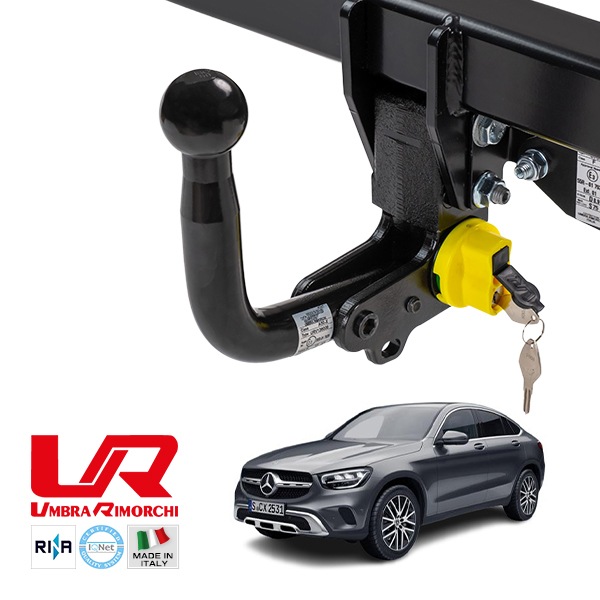 【UMBRA RIMORCHI 正規品】 メルセデスベンツ MERCEDES BENZ GLC GLCクーペ C253 4WD ディーセル 自動垂直着脱式スワンネック ヒッチメンバー 牽引能力 2920kg トウバー ウンブラ リモルキ イタリア製