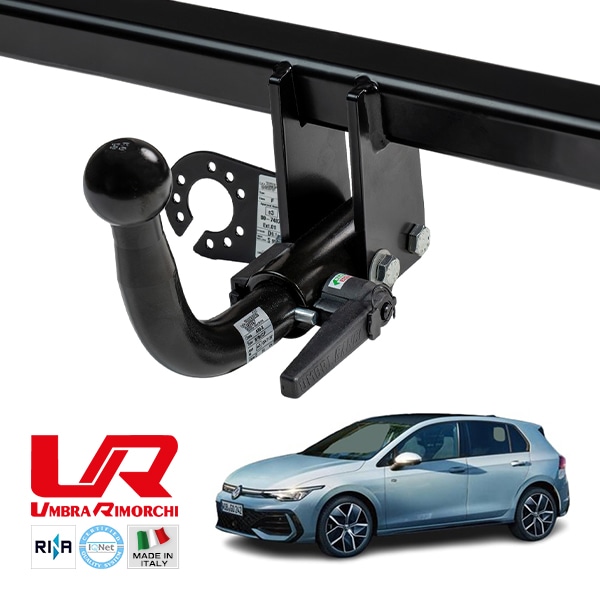 【UMBRA RIMORCHI 正規品】 フォルクスワーゲン VW ゴルフ 8 CD 着脱式スワンネック ヒッチメンバー 牽引能力 2575kg トウバー ウンブラ リモルキ イタリア製