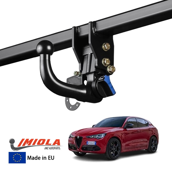 【IMIOLA 正規品】 アルファロメオ ALFA ROMEO ステルヴィオ STELVIO 着脱式スワンネックヒッチメンバー 自動ロック式 トウバー トレーラーヒッチ ボールマウント ブラック 最大牽引力 2400kg イミオラ