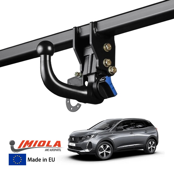 【IMIOLA 正規品】 プジョー PEUGEOT 3008 P8 着脱式スワンネックヒッチメンバー 自動ロック式 トウバー トレーラーヒッチ ボールマウント ブラック 最大牽引力 2000kg イミオラ