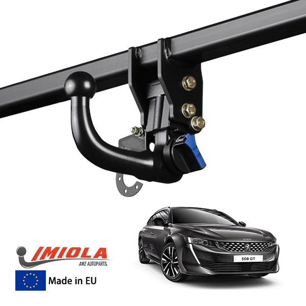 【IMIOLA 正規品】 プジョー PEUGEOT 508SW R8 着脱式スワンネックヒッチメンバー 自動ロック式 トウバー トレーラーヒッチ ボールマウント ブラック 最大牽引力 2000kg イミオラ