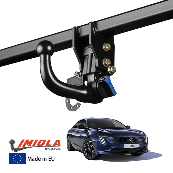 【IMIOLA 正規品】 プジョー PEUGEOT 508 R8 着脱式スワンネックヒッチメンバー 自動ロック式 トウバー トレーラーヒッチ ボールマウント ブラック 最大牽引力 2000kg イミオラ