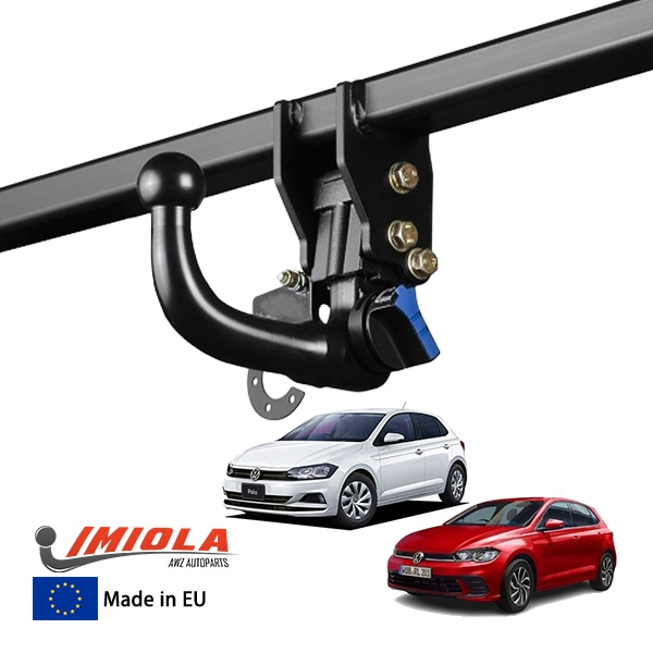 【IMIOLA 正規品】 フォルクスワーゲン VW ポロ 6 POLO VI AW 着脱式スワンネックヒッチメンバー 自動ロック式 トウバー トレーラーヒッチ ボールマウント ブラック 最大牽引力 1200kg イミオラ