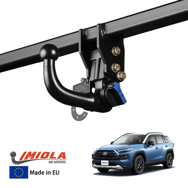 【IMIOLA 正規品】 トヨタ RAV4 50系 着脱式スワンネックヒッチメンバー 自動ロック式 トウバー トレーラーヒッチ ボールマウント ブラック 最大牽引力 2000kg イミオラ