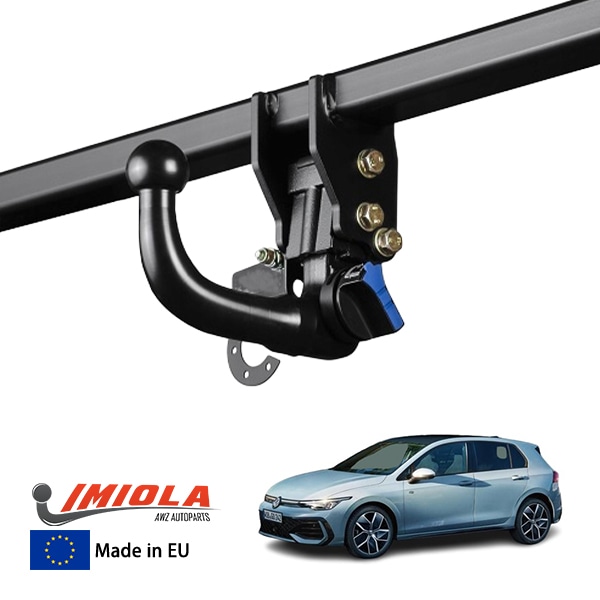 【IMIOLA 正規品】 フォルクスワーゲン VW ゴルフ 8 GOLF VIII CD 着脱式スワンネックヒッチメンバー 自動ロック式 トウバー トレーラーヒッチ ボールマウント ブラック 最大牽引力 2072kg イミオラ