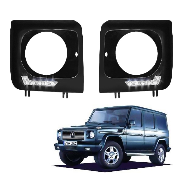 メルセデスベンツ Gクラス W463 ゲレンデヴァーゲン 後期ルック LED付 ヘッドライトカバー ブラック 300GE 300GEL 500GE G36 G320