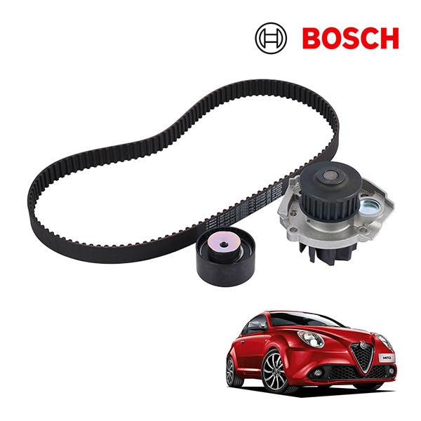 【BOSCH 正規品】 アルファロメオ ALFA ROMEO ミト 955型 MiTo 1.4L ボシュ製 ウォーターポンプ タイミングベルト テンショナープーリー 3点セット 1987946387 71771575 6000629054