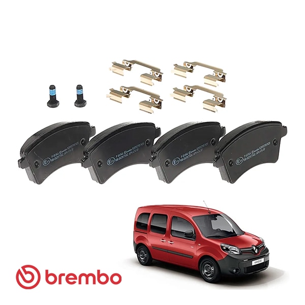 【BREMBO 正規品】 ルノー カングー KW RENAULT KANGOO フロント ブレーキパッドセット 左右4枚 ブレンボ プライム ECE R90 認証 P68044